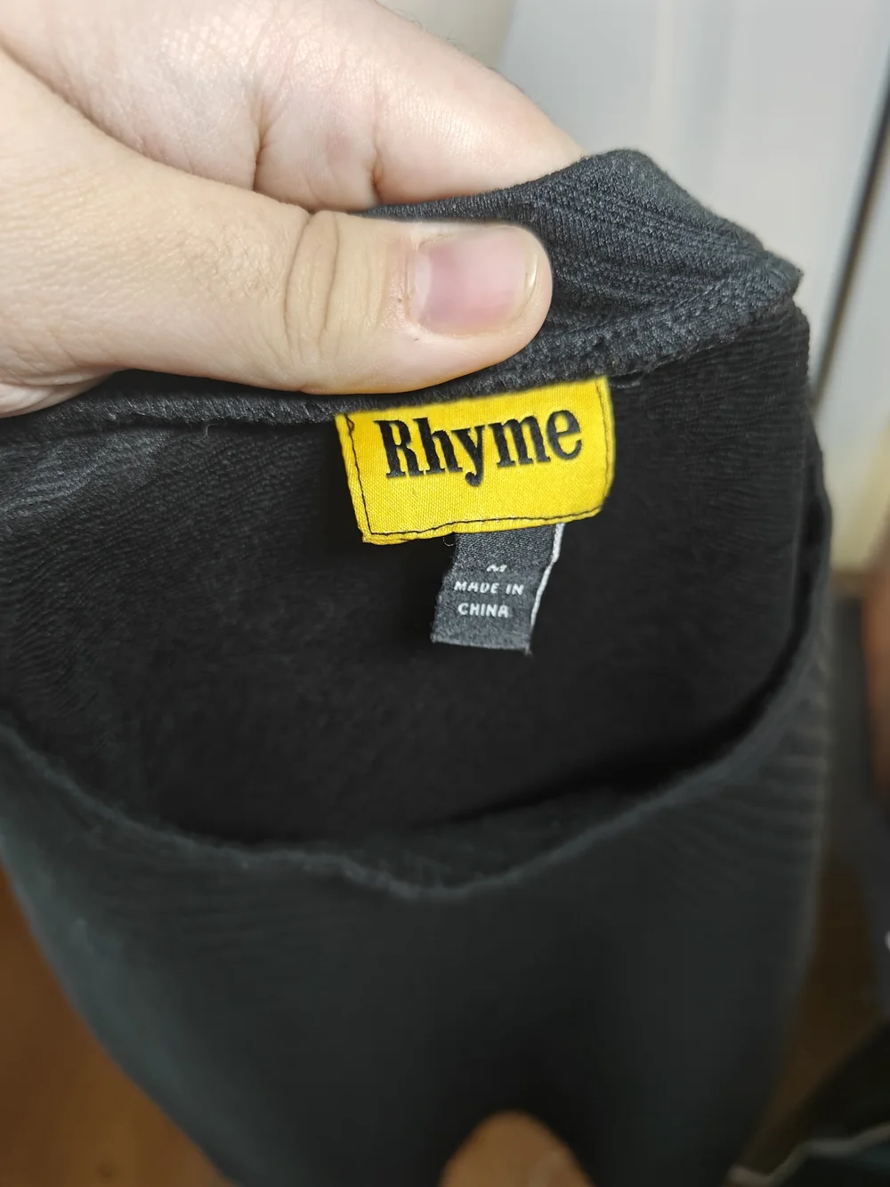 Rhyme Mens Medium Black Textured Diagonal Rib Short Sleeve Knit T-Shirt